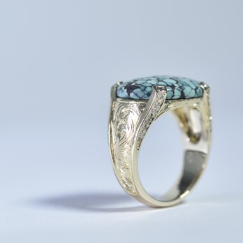 Turquoise_9.43ct/Diamond_0.19ct / K14YG Ring_H414071-A