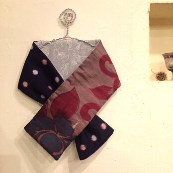 銘仙×リネン刺繍の小さな襟巻き170　ストール ネックウォーマー プチマフラーの画像