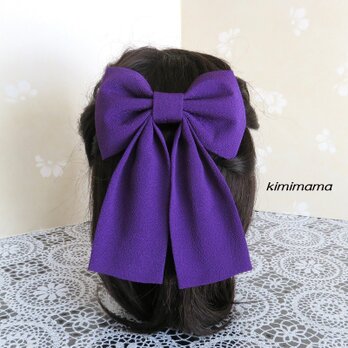 髪飾り 縮緬中リボン・はいからさん(紫)袴・着物・浴衣・成人式・卒業式・七五三　の画像