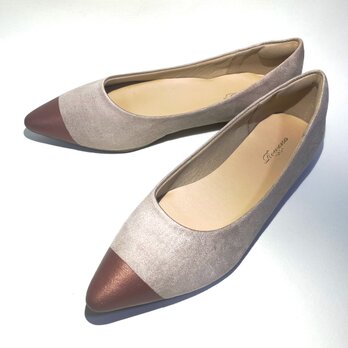 ◆2026再販◆ バイカラーパンプス｜歩きやすい1.5cmローヒール｜ベージュ×ブロンズ他｜21.5cm〜26cm