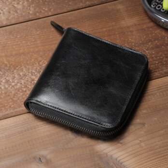 “BASIC”ラウンドファスナーミドル＜BLACK＞ ラッピング無料  二つ折り財布の画像