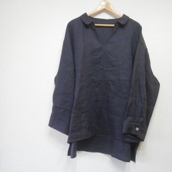 ★en-enチビ襟スッキッパ―シャツ・深い茄子紺色の画像