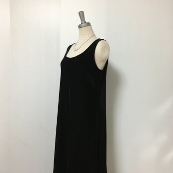 ロングジャンパースカート 黒ベロア エレガント フォーマルの画像