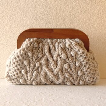 木製がまぐち　アランニットバッグ　*kiichigo・BE*
