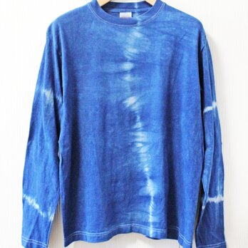 藍染め長袖　綿Tシャツ S ユニセックス メンズ（ANT-36）の画像