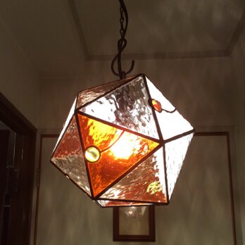 ステンドグラス オレンジのランプ(ペンダントライト)の画像