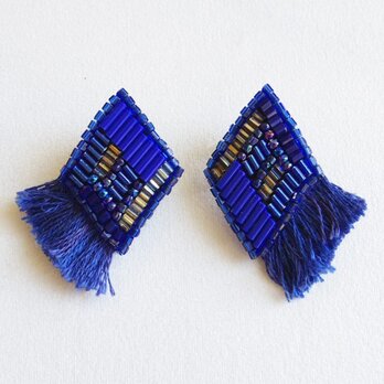 ブルーダイヤモンド（菱形）ピアス＆イヤリング