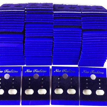 送料無料　ピアス　台紙　ブルー　100枚　40mmｘ30mm　青　ベロア　イヤリング　台紙　アクセサリー 飾り   AP0281の画像