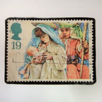 アップサイクル　クリスマス切手ブローチ2966