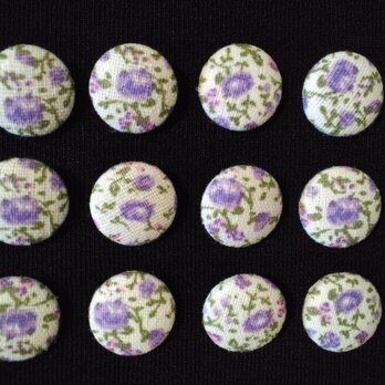 紫の花柄のくるみボタン12個セット　22㎜の画像