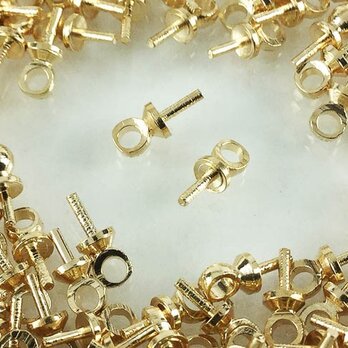 送料無料　ヒートン　キャップ　ゴールド　KC金　100個　全長約6.5mm　チャーム 金具　アクセサリー 金具　AP0325の画像