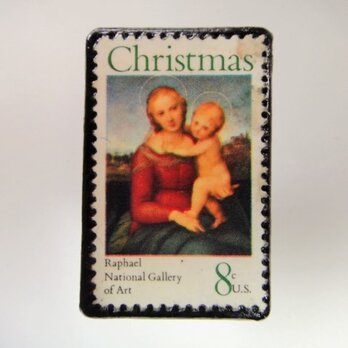 アップサイクル　クリスマス切手ブローチ 2976