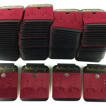 送料無料　ピアス　台紙　ブラック　100枚　50mmｘ40mm　黒　ベロア　赤　レッド　イヤリング　台紙 AP0387の画像