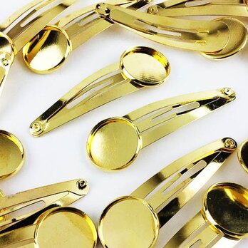 送料無料　ミール皿　台座 付き　ヘアクリップ　ゴールド　20個　金色　ヘアアクセサリー セッティング 台　（AP0393）の画像