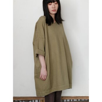 ＜＜ヨモギ染め＞＞フクレジャガードビッグワンピース 8714-04002-48