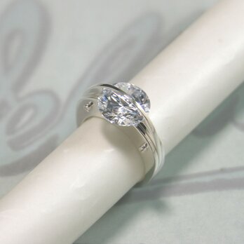 The Dividing Line Ring Silver CubicZirconia【受注制作】の画像