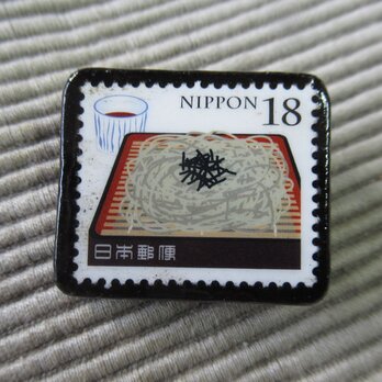 日本　ざるそば切手ブローチ 3041の画像