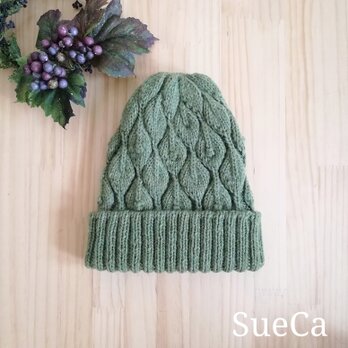 (再オーダー無し)リーフ柄のニット帽