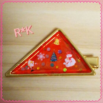 X'mas模様ヘアクリップ