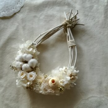 【送料無料】綿花の真っ白なオーバル wreathの画像