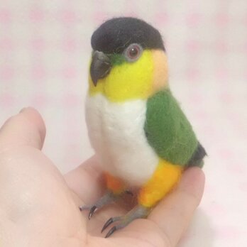 ズグロシロハラインコ mini♪☆足付タイプ(付属金具無し） 羊毛フェルト　受注作成　 羊毛インコ　メモリアルの画像