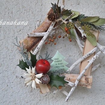 Xmas白樺五角形のwreath＊ツリーの画像