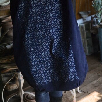 手織り久留米絣バルーンチュニックワンピースの画像