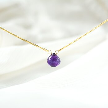 14KGFアメジスト一粒ネックレス・紫水晶ペンダント・天然石ネックレス・2月誕生石・セールの画像