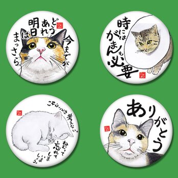 「ねことば」缶バッジ 4個セット Aの画像