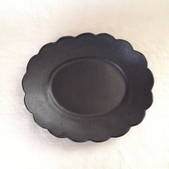 リム花形オーバルプレート(黒マット)