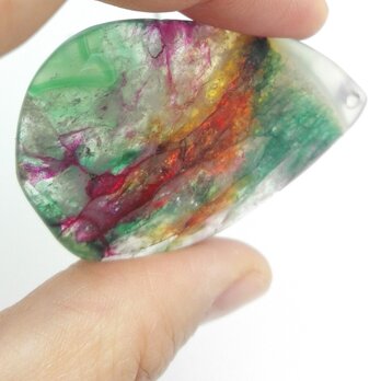 レインボ-カラーDruzy Geode Agate ウォータードロップルース　 50*35*7mm