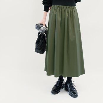 どんな場面でも安心な 上質 チノタイプ カーキ グリーン 綿混 ロングスカート オリーブ 深緑 ●NATALIE●