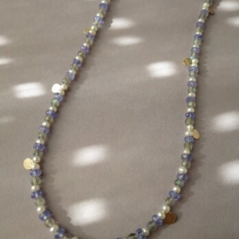 K10 Medal Tanzanite・Labradorite・Pearl Long Necklaceの画像