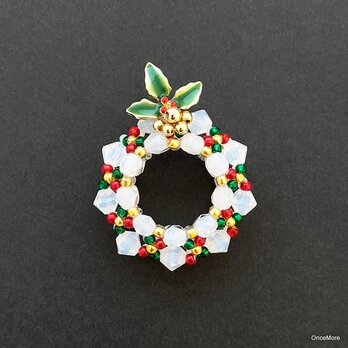 （再販）クリスマスリースの帯留め（W-14）