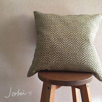 cushion cover[手織りクッションカバー]菱柄　若草の画像