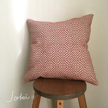 再販cushion cover[手織りクッションカバー]菱柄　コーラルの画像