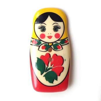 ドイツ製 ボタン マトリョーシカ レッド B-0697 ロシア　ドール　人形　民芸　フォークロアの画像