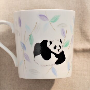 子パンダとカラフル笹の葉のマグカップ②の画像