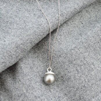 Long Cotton Pearl Chain Necklace(gray)の画像