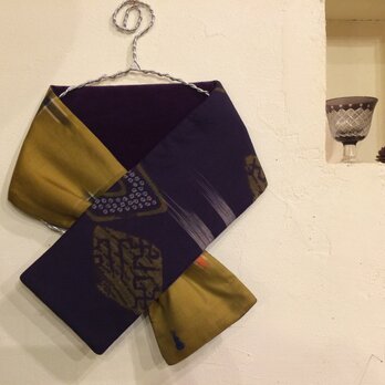 銘仙×別珍の小さな襟巻き178（紫）ストール ネックウォーマー プチマフラーの画像