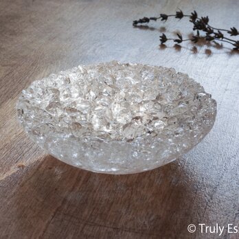 ガラスのアクセサリートレイ - 「 KUBOMI 」 ●  無色透明・9cmの画像