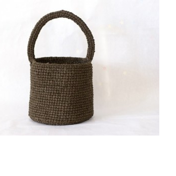 裂き編みバッグ　取り外せるファー付きバッグ（バケツ型）の画像