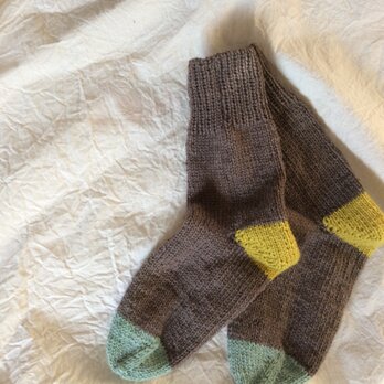 手編みの靴下  ナチュラル ブラウン