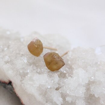 Rough Rock Yellow Tourmaline pierce earrings イエロートルマリンの原石ピアスの画像