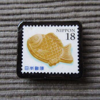 日本　たいやき切手ブローチ 3182の画像