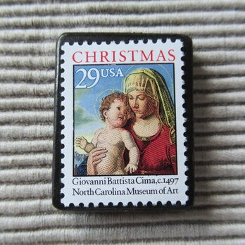 アメリカ　クリスマス切手ブローチ3187の画像