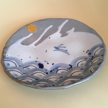 再･再・再出品　月と波うさぎの八寸皿の画像