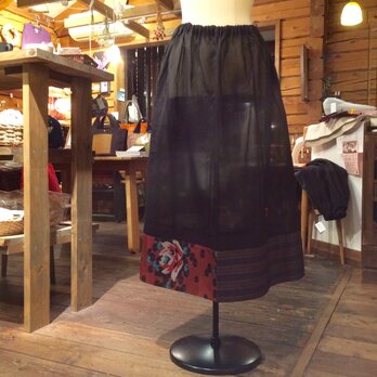 銘仙ペチコート055（黒）オーバースカート　アンダースカート　シースルー　透け感の画像