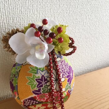 お正月アレンジ★TEMARI【プリザ＋造花】壁掛け専用の画像