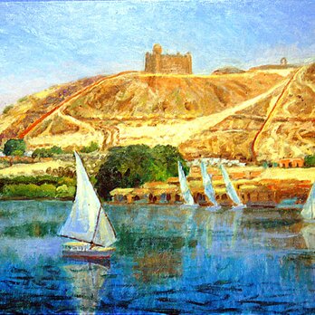 ナイル川とファルーカ船の画像